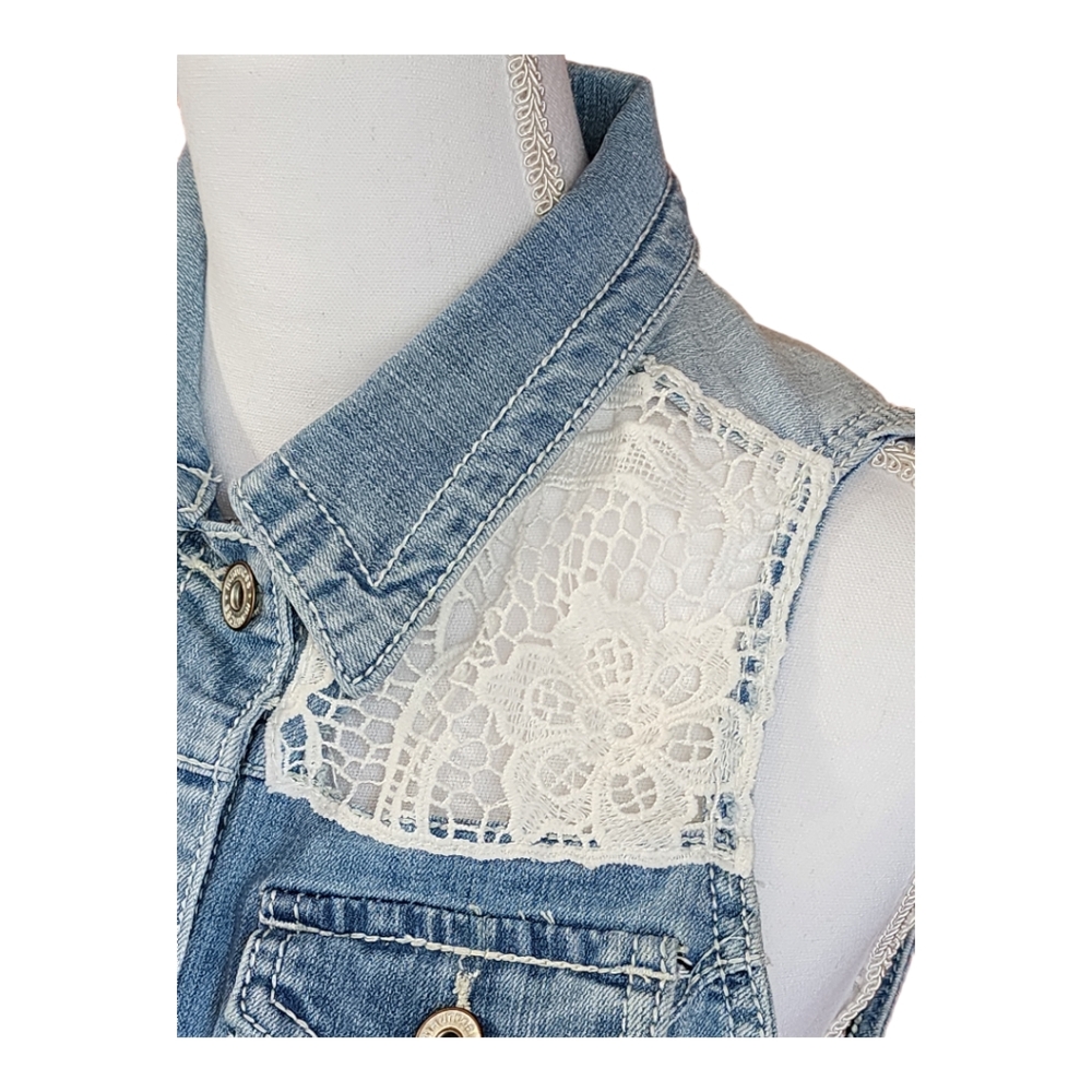 Maurices Women's Demin & Lace Sleeveless Vest, Button Up, Size Small, S - Picture 4 of 12
